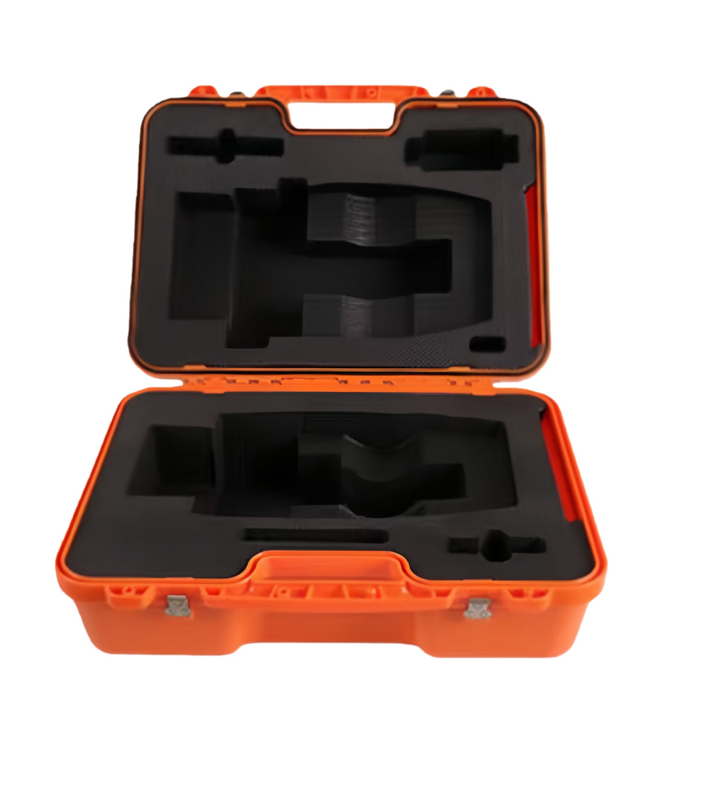 Total Station Carrying Case 40x22x32cm Orange Hard Shell with Silver Latches