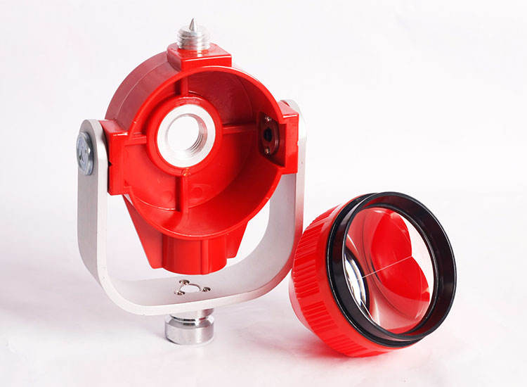 TP 04 Single Prism for Total Station display showing red housing and optical lens.