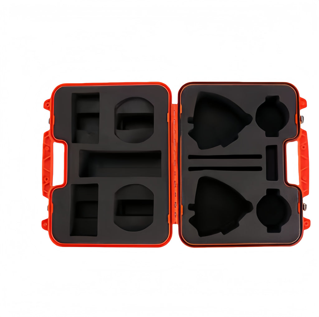 Double Prism Carrying Case 41x21x33cm Orange Hard Shell Silver Latches