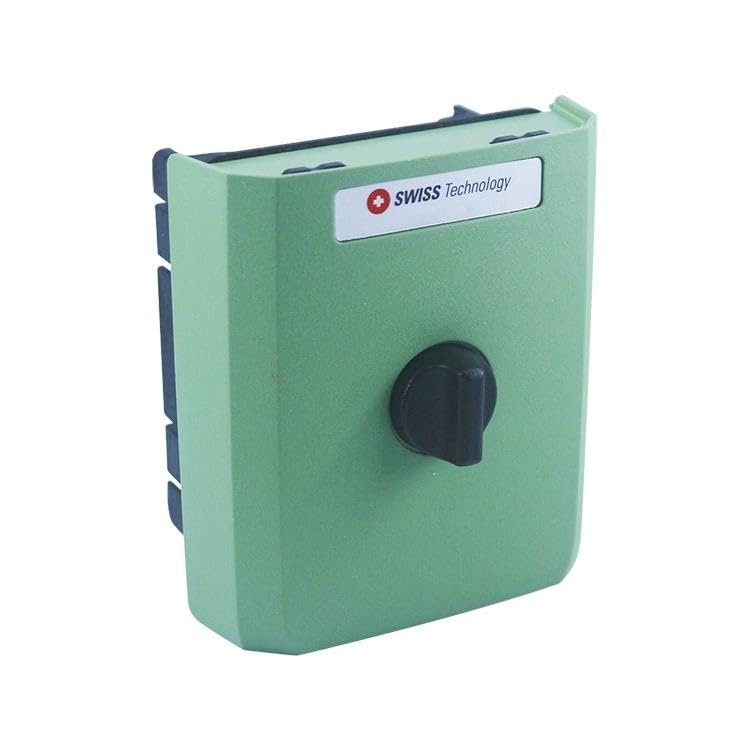 TS03 Battery Cover for total station made of durable PC-GF material in green color with Swiss Technology branding.