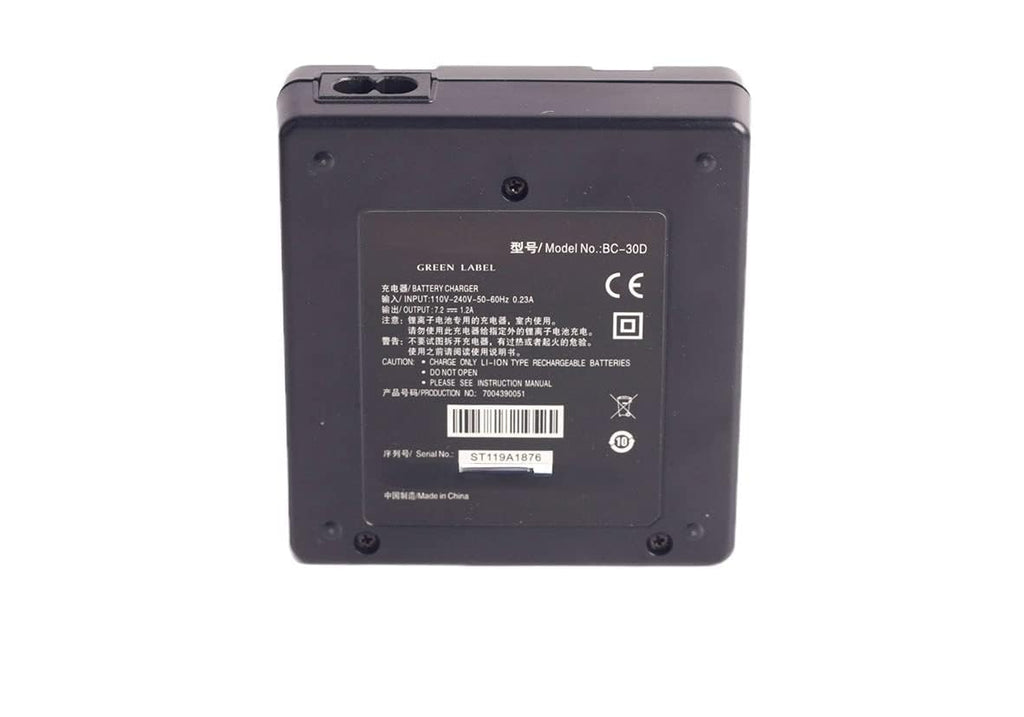 BC 30D Dual Charger for BT 66Q BT 65Q Battery back view, showing model number and specifications.