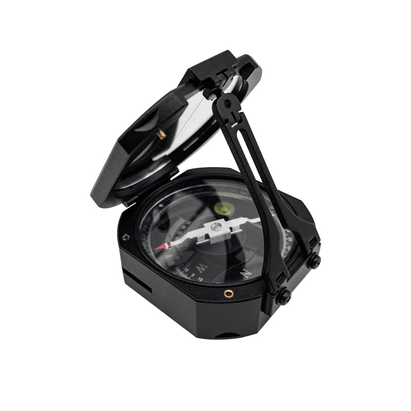 DQL-8 Geological Compass: Aluminum Pocket Transit open showing precision needle for accurate orientation measurements.