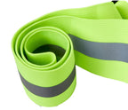 Reflective Vest and Straps Set showing rolled up high visibility reflective strap in bright green with gray stripes.
