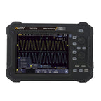TAO3074 Portable Tablet Oscilloscope 4 Channel 70MHz displaying waveforms on 8-inch screen with controls.
