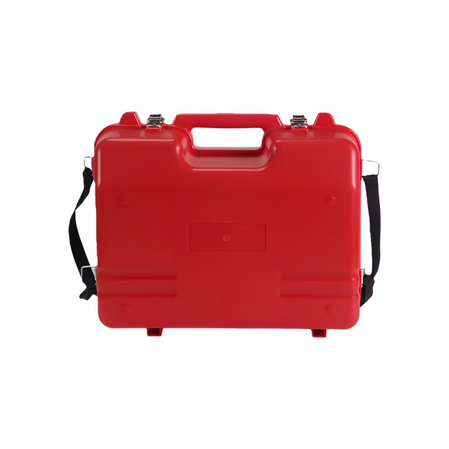 Protective Hard Case for Monocular Prism in red with metal latches and shoulder strap for secure transport.