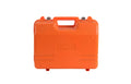 Orange Theodolite Case 40x22x32cm with custom foam and shoulder strap, ideal for dual prism storage case.