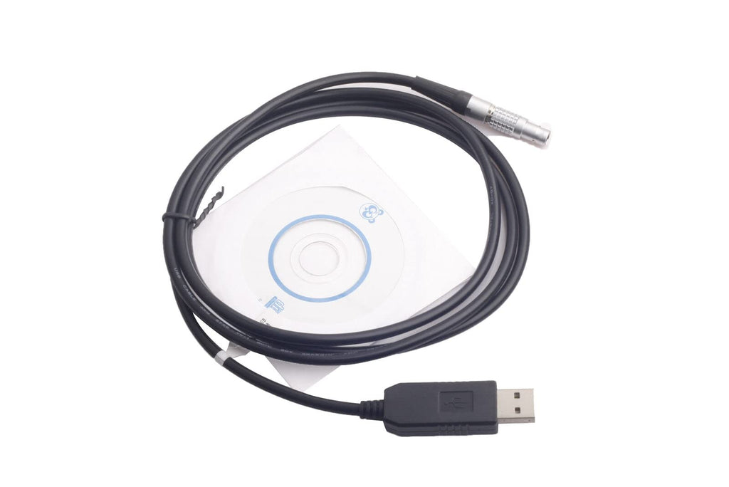 USB Data Cable for Total Stations with installation disk for data transfer and configuration.