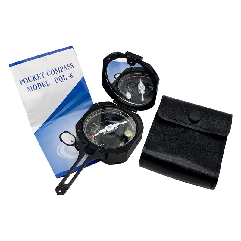 DQL-8 Geological Compass: Aluminum Pocket Transit with Magnet Needle Damping
