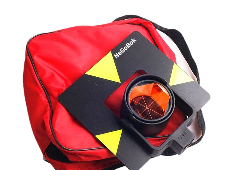 GPH1 GPR1 AZ14 Reflective Prism on carrying bag designed for total station surveying.