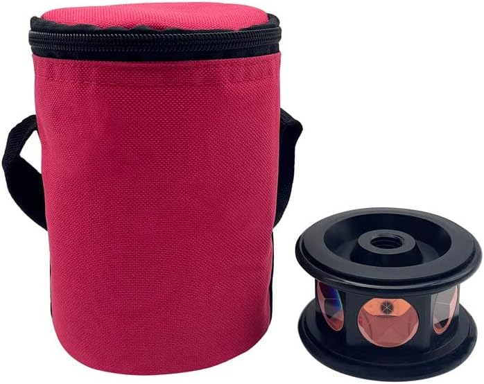 360 Degree Copper Coated Prism next to its carrying case, designed for robotic total stations.