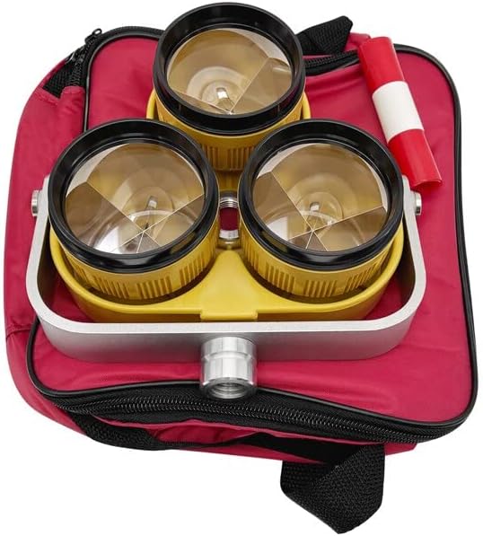 Yellow Triple Prism for Total Station with bag for accurate distance measurements.