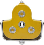 Yellow Triple Prism for Total Station showing three reflective surfaces and sturdy design for accurate surveying measurements.