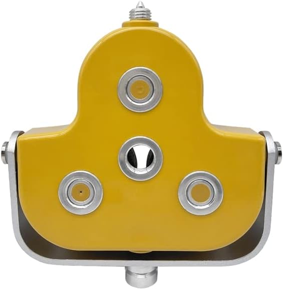 Yellow Triple Prism for Total Station showing three reflective surfaces and sturdy design for accurate surveying measurements.