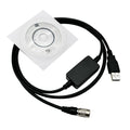 USB Data Cable for Total Stations with installation disc for data transfer to Windows 8, 7, and XP computers.
