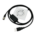 USB Data Cable for Total Stations with installation CD, designed for data transfer to Windows operating systems.