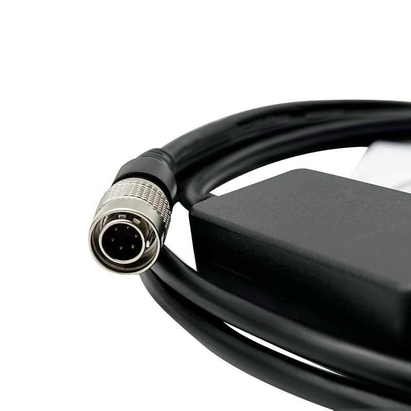 Close-up of USB Data Cable for Total Stations with a connector, designed for data transfer to Windows systems.