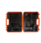 Open Orange Theodolite Case 40x22x32cm featuring custom foam interior for secure storage of surveying instruments.