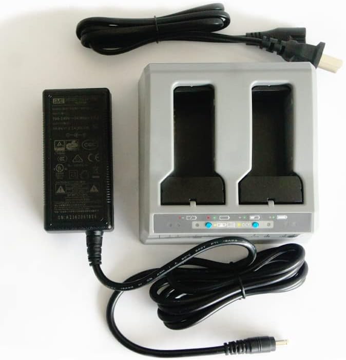 Dual Charger for S8 S6 R10 SPS985 with power adapter and cables, ideal for GPS battery management.