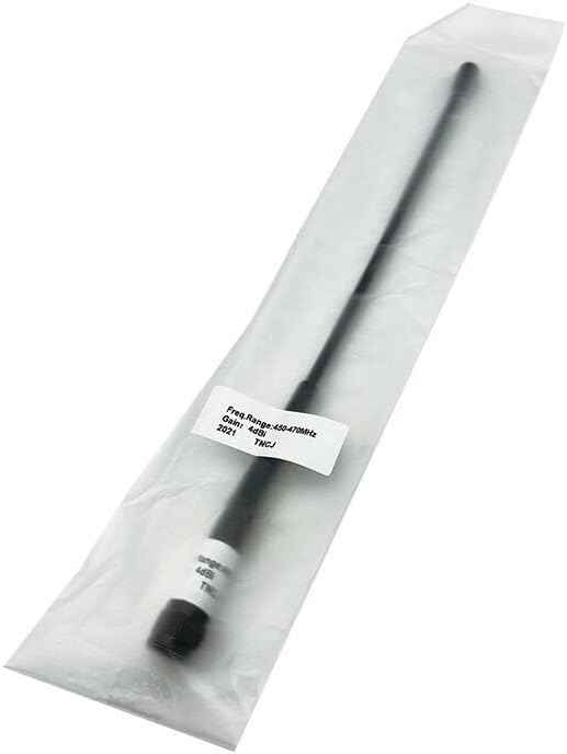 450-470MHz Whip Antenna in packaging, TNC connector, for total stations and surveying instruments.