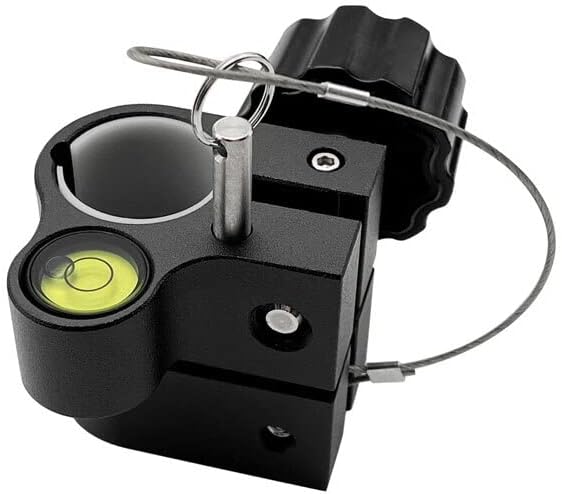 Lock Mechanism with Bubble for Prism Pole showing integrated bubble vial and locking pin.