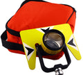 NP 02 Reflective Prism for Total Station with yellow and black design next to an orange carrying bag.