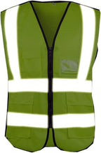 Reflective Safety Vest with Straps in bright green color featuring reflective stripes for high visibility.