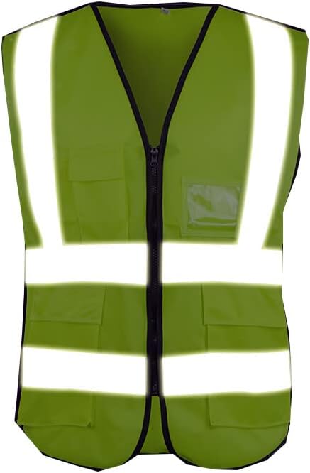 Reflective Safety Vest with Straps in bright green color featuring reflective stripes for high visibility.